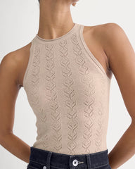 The Pointelle Racerback Tank in Ultrafine Merino | Pale Blush