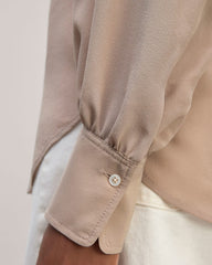 The Henley Shirt in Washable Silk | Burnt Sugar