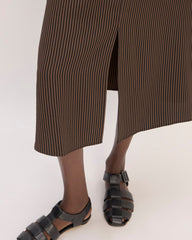The Mini Jacquard Stripe Slip Skirt | Cocoa / Black