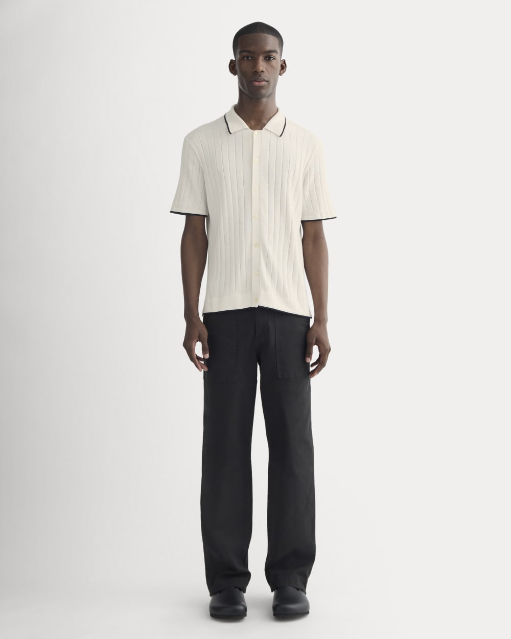 The No-Sweat Button-Down Polo | Heathered Canvas
