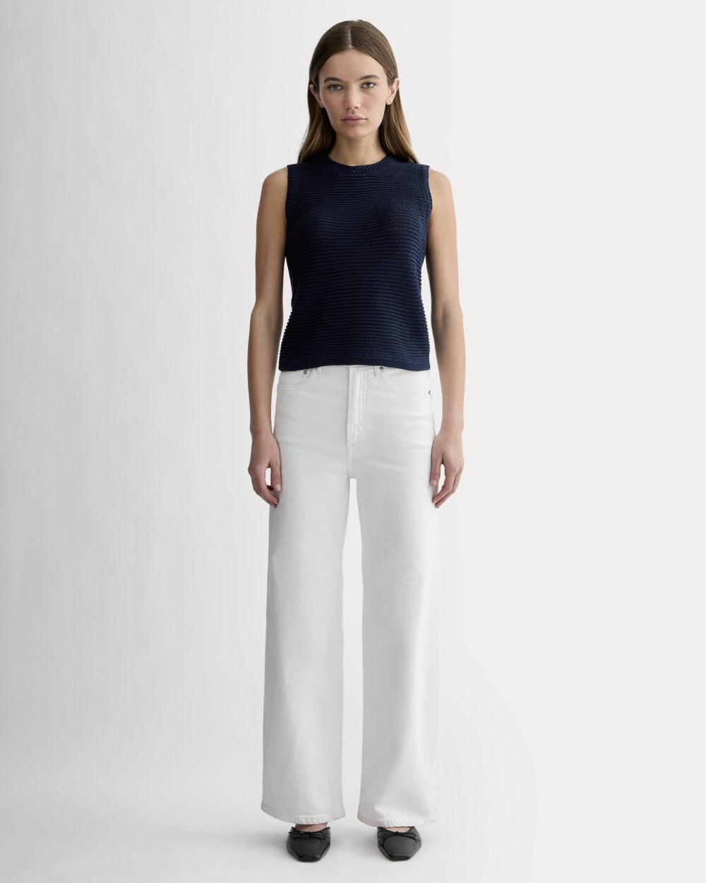 The Organic Cotton Open-Stitch Tank | Navy