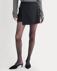 Wrap Mini Skort in Tailor Twill | Black