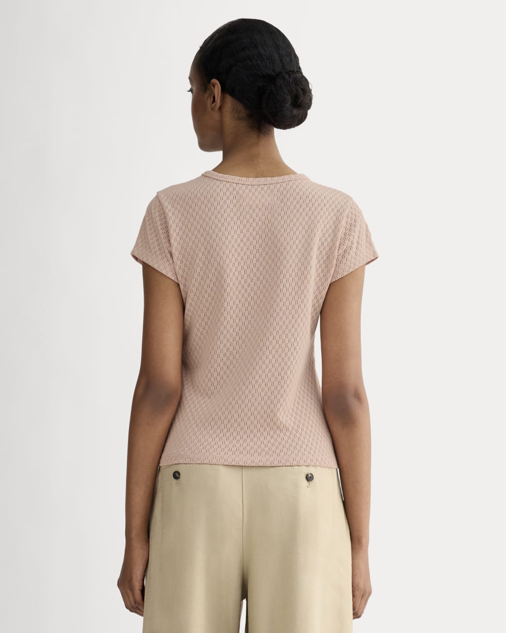 The Pointelle Short-Sleeve Tee | Rose Smoke