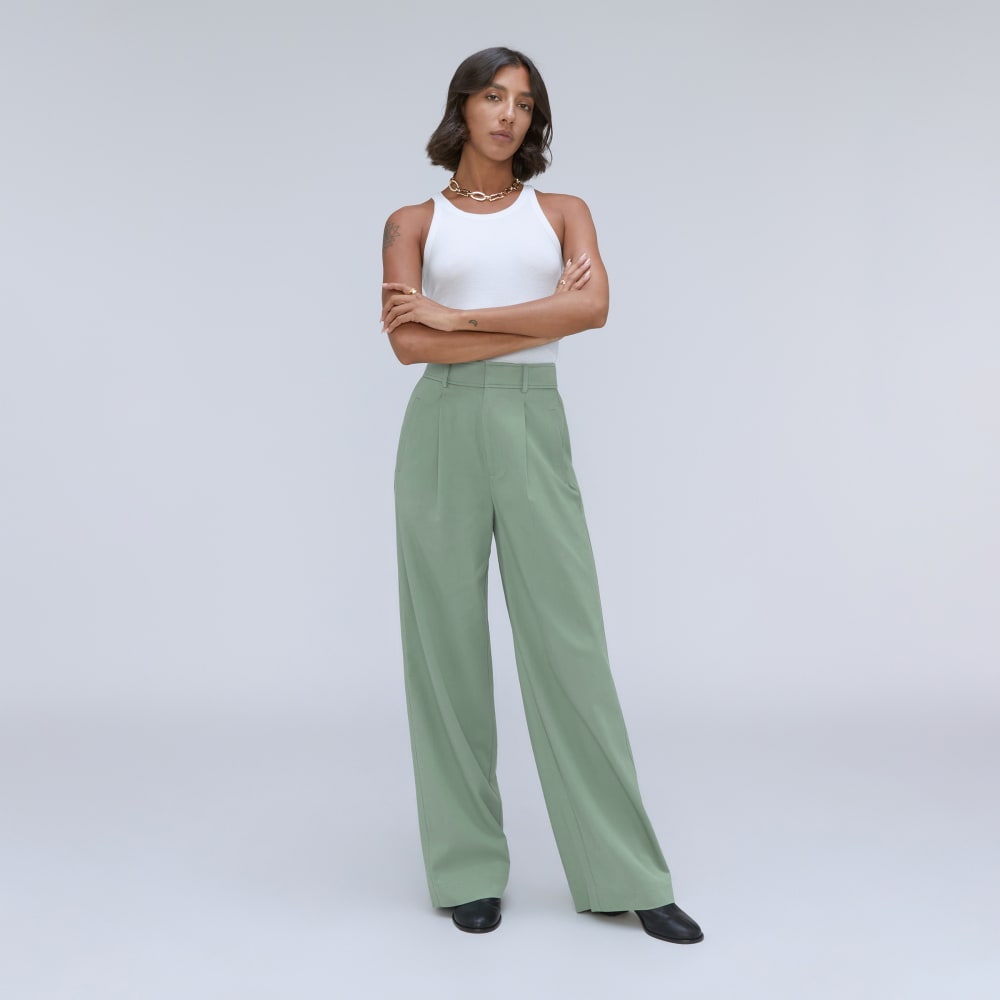 The Draper Pleated Pant in Buttersmooth | Lily Pad | 32" Inseam