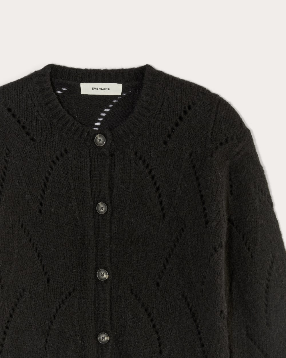 The Pointelle Cardigan in Cloud | Black