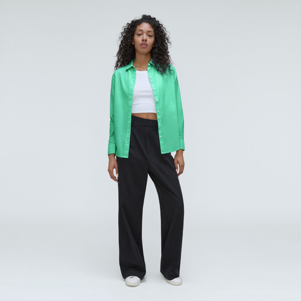 The Must-Have Shirt in Silky Cotton | Bright Jade / White