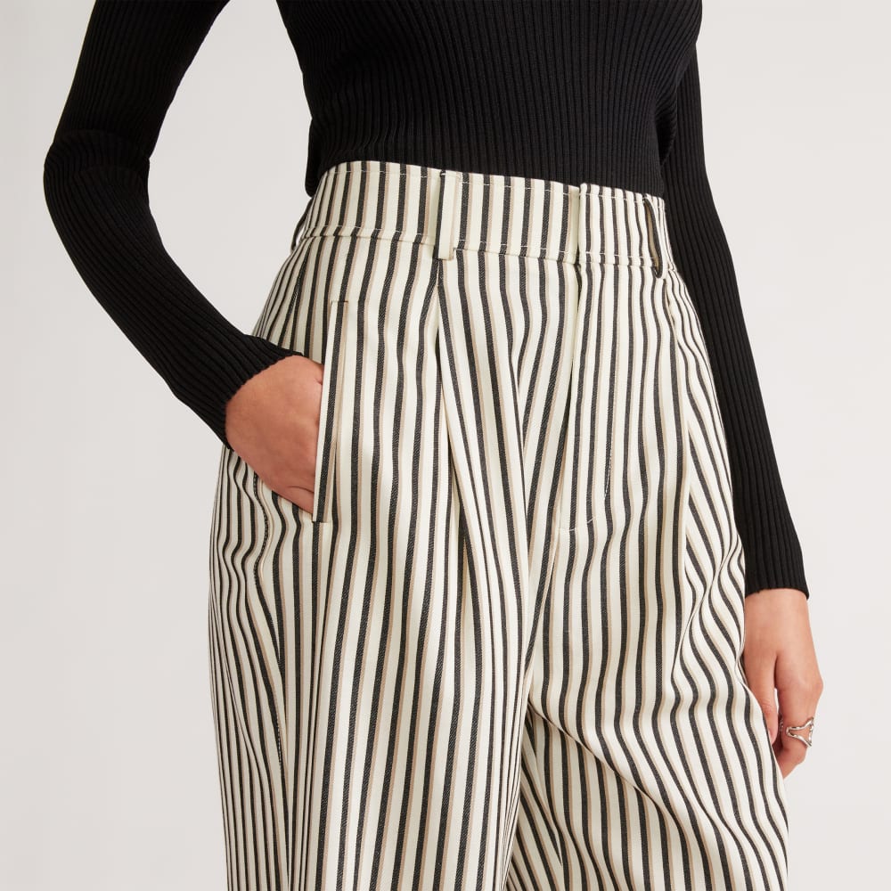 The Draper Pleated Pant in Buttersmooth | Ombre Stripe | 32" Inseam