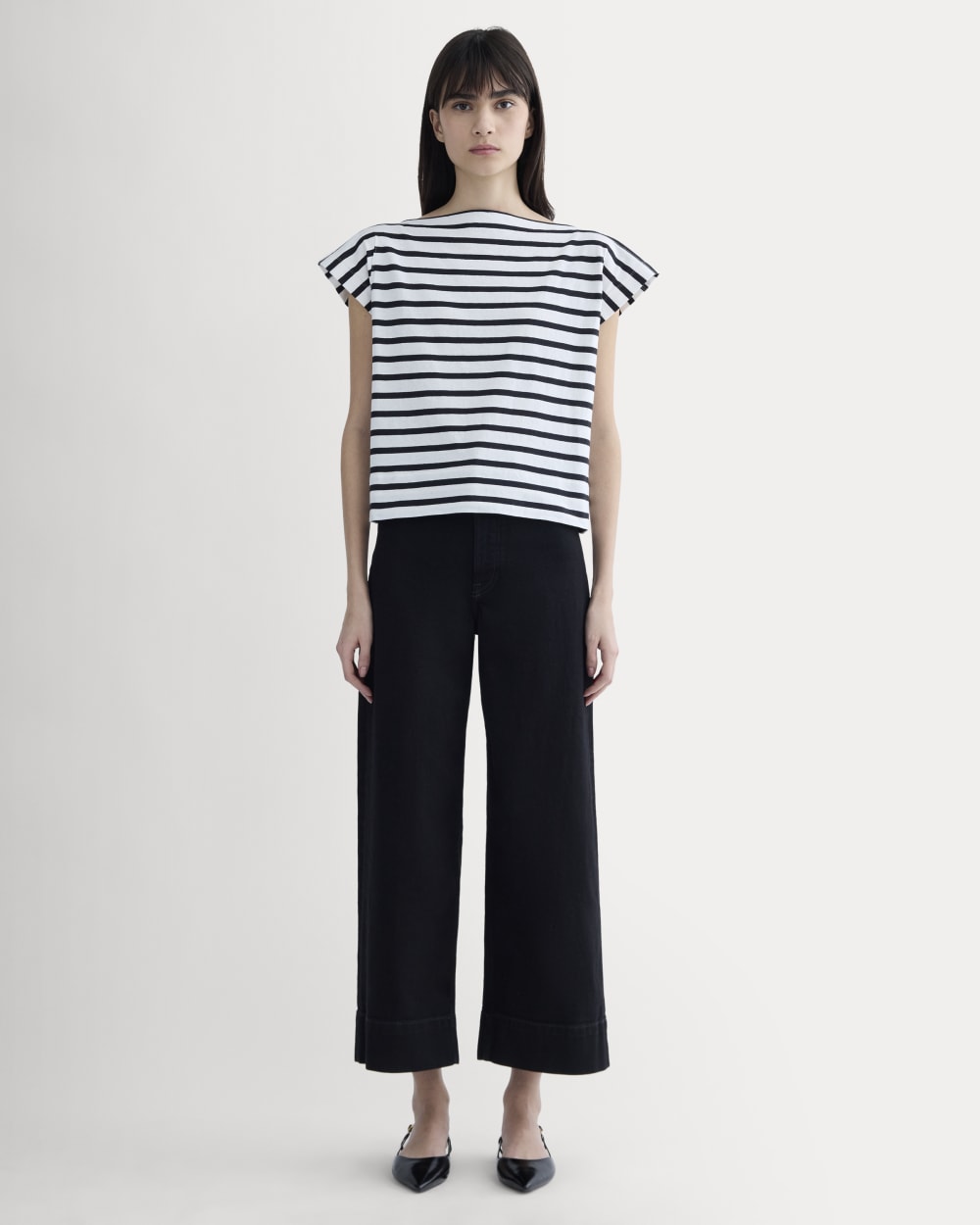 The Oversized Muscle Tee | Bone / Black