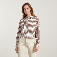 The Way-Short Shirt in Silky Cotton | Espresso / White