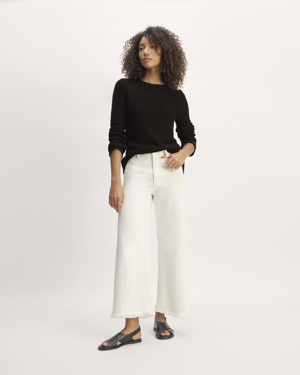 The Organic Cotton Open-Stitch Crew | Black