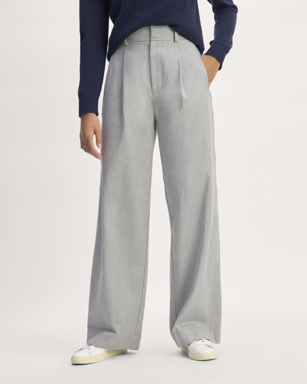 The Draper Pleated Pant in Buttersmooth | Heather Steel | 30" Inseam