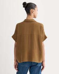 The Boxy Shirt in Washable Silk | Toffee