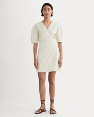 The Seersucker Mini Wrap Dress | Bone