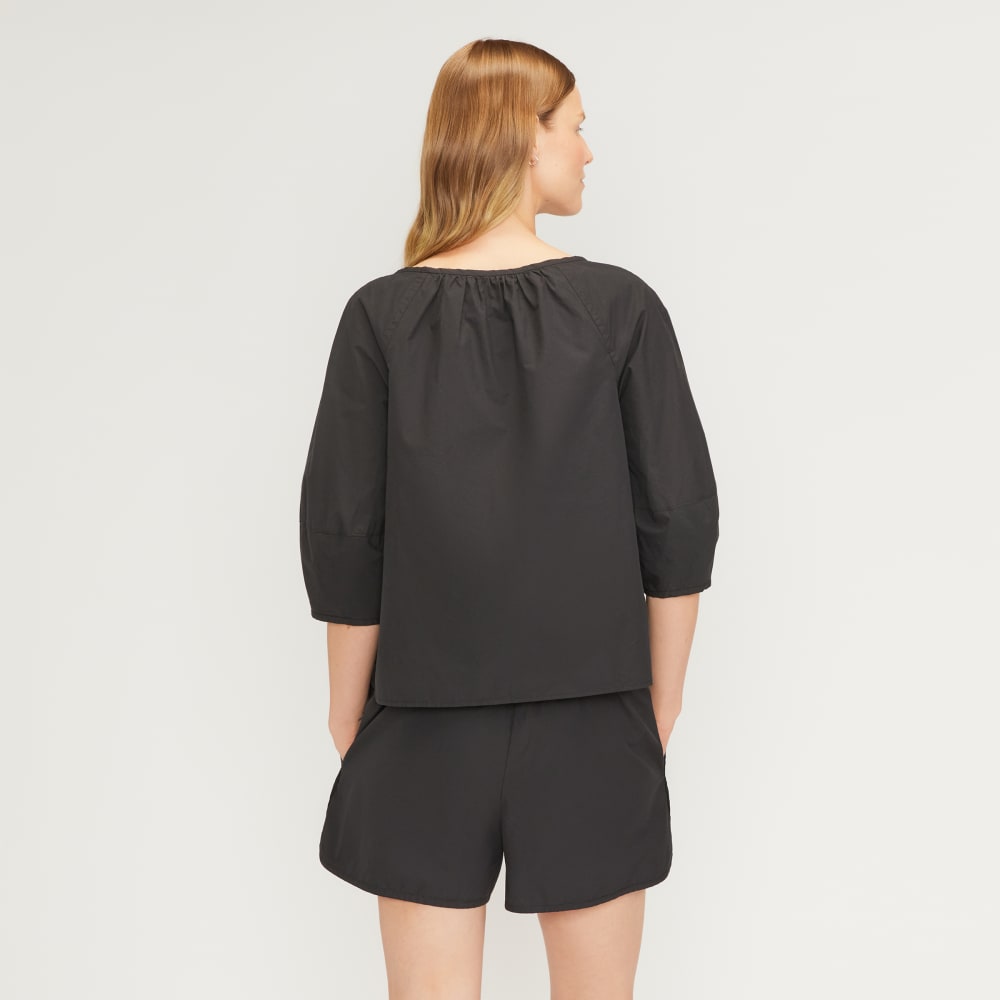 The Poplin Scoop-Neck Top | Black