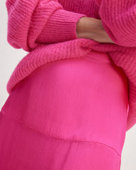 The Hammered Satin Slip Skirt | Fuchsia Pink