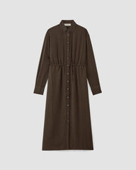 The Mini Jacquard Stripe Shirt Dress | Cocoa / Black