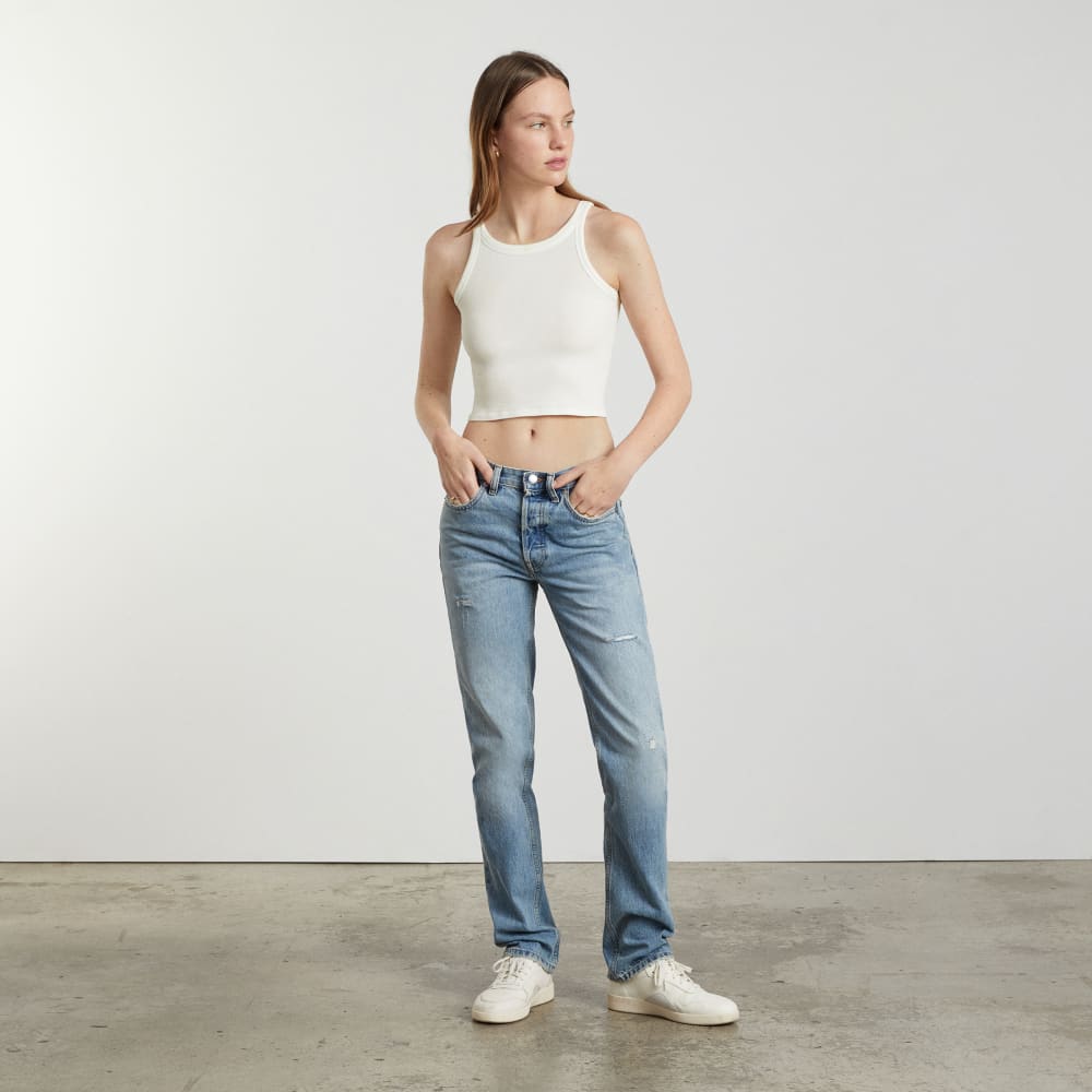 The Pima Micro-Rib Short Tank | White