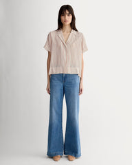 The Notch Shirt in Washable Silk | Bone / Dusky Rose