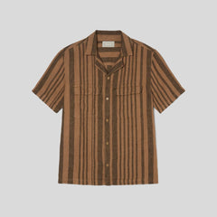 The Resort Shirt in Linen | Toasted Coconut / Black