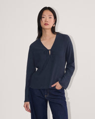 The Crinkle Long-Sleeve | Navy