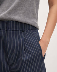 The Draper Pleated Pant in Buttersmooth | Navy / Bone | 30" Inseam