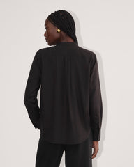 The Tuxedo Shirt in Silky Cotton | Black