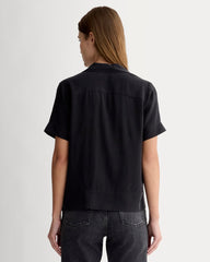The Notch Shirt in Washable Silk | Black