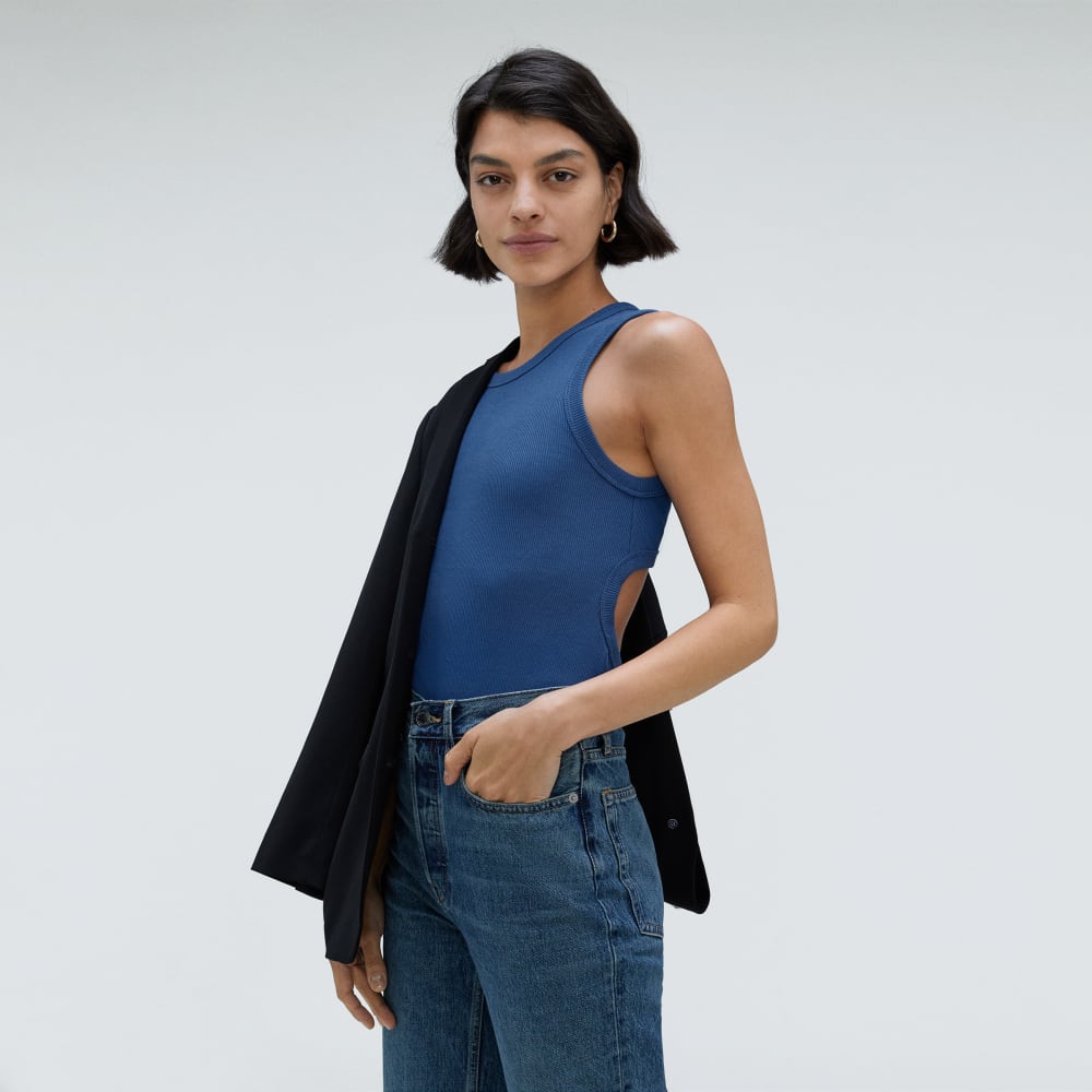 The Ribbed Cutout Tank | Deep Blue