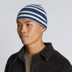 The Cashmere Beanie | Bright Navy / Bone