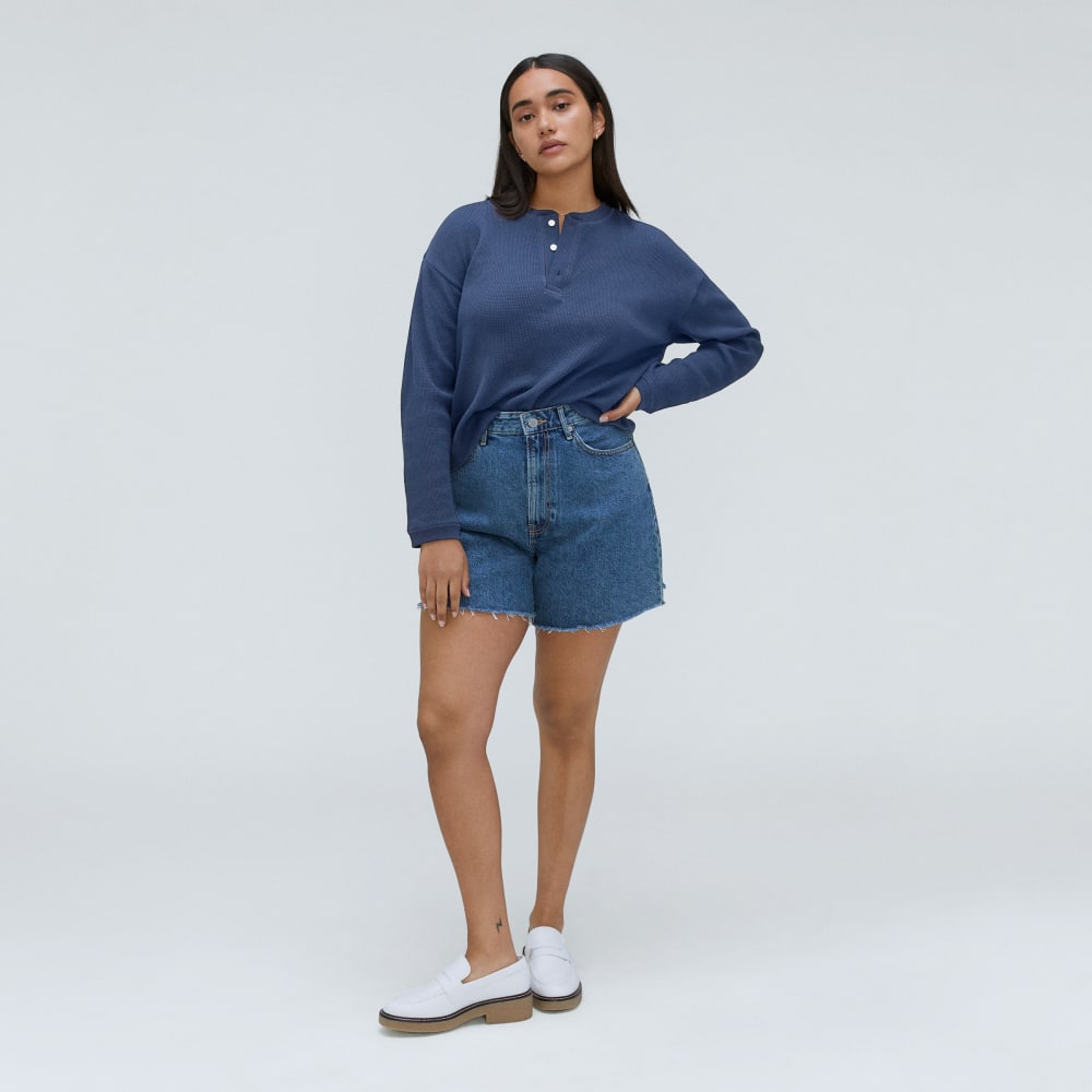 The Organic Cotton Waffle Henley | Navy