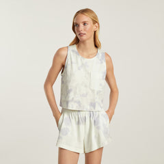 The Premium Weight Cropped Pocket Tank | Blue Slate Tie Dye