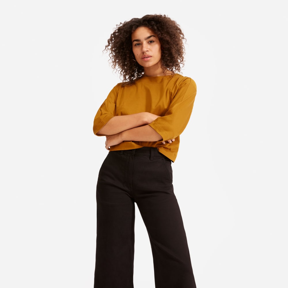 The Wide-Leg Crop Pant | Black | Regular