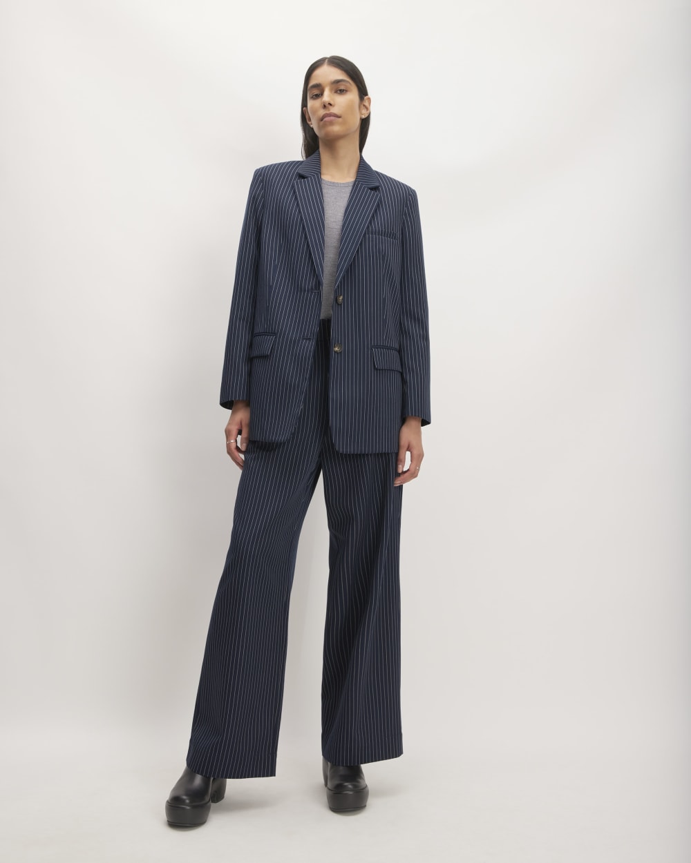The Oversized Blazer in Buttersmooth | Navy / Bone
