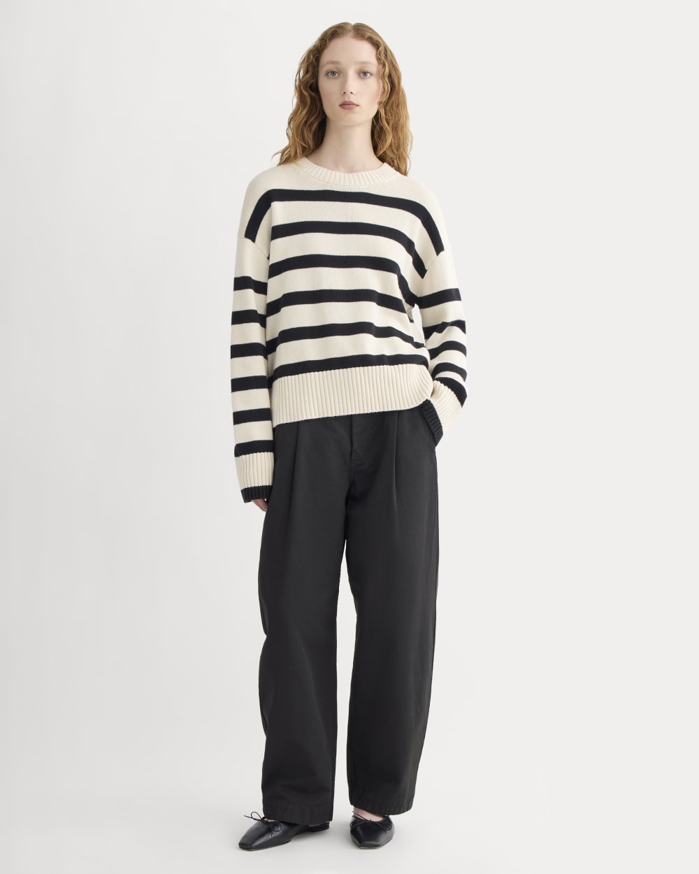 The Boxy Sweater in Everyday Cotton | Canvas / Black
