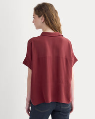 The Boxy Shirt in Washable Silk | Pomegranate