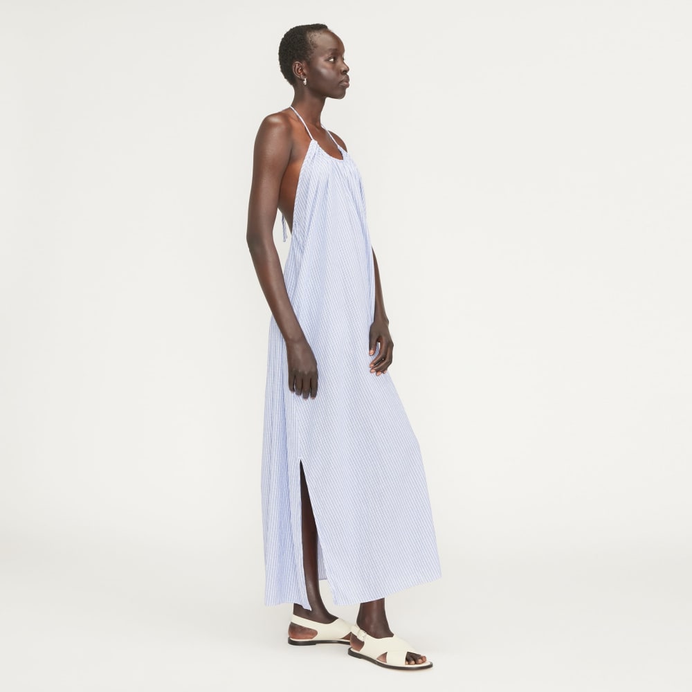 The Tie-Back Halter Dress | Mazarine Blue / Optic White
