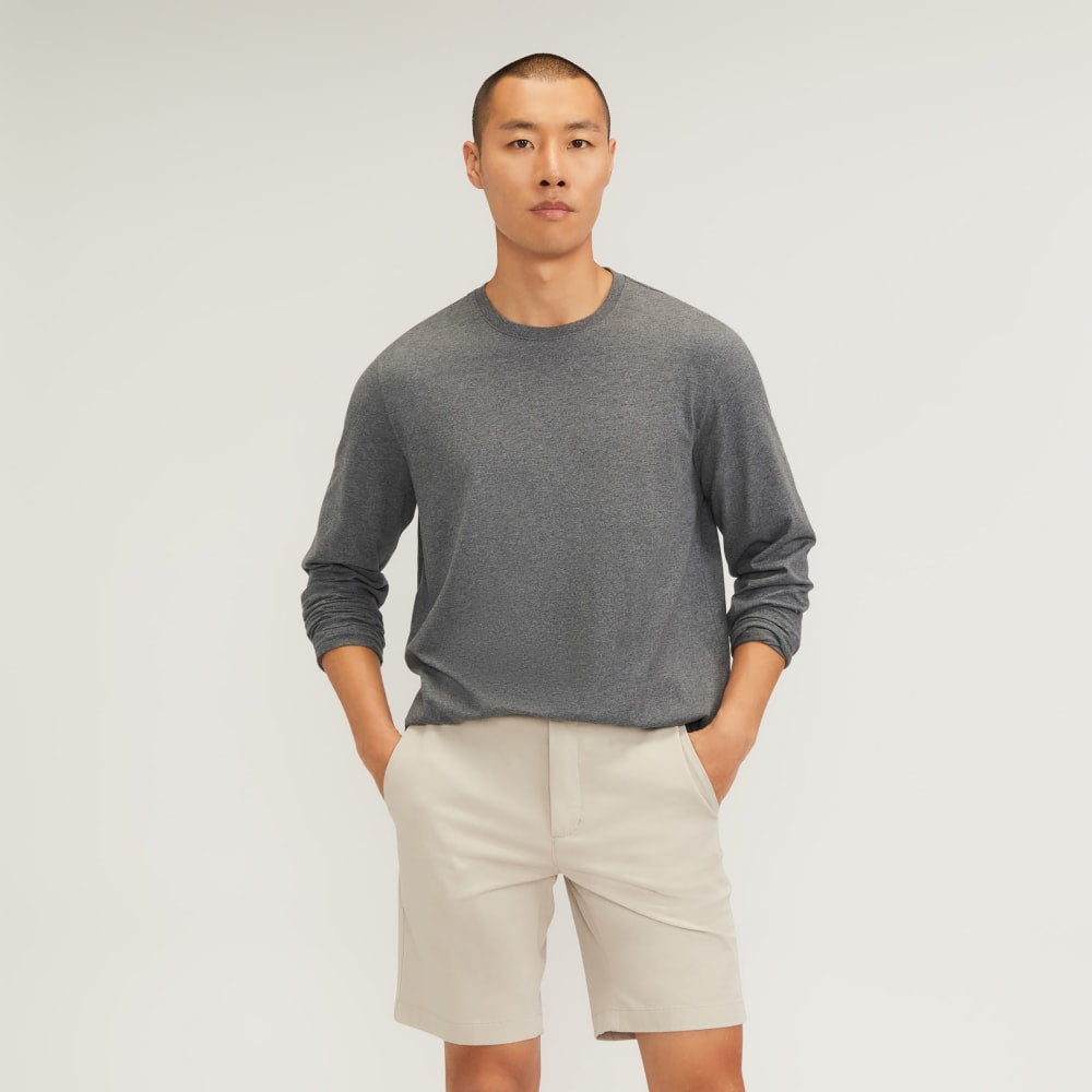 The Essential Organic Long-Sleeve Tee | Heathered Charcoal