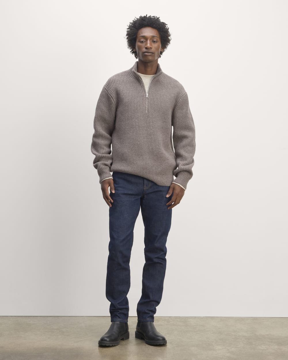 The Felted Merino Half-Zip Sweater | Taupe Melange