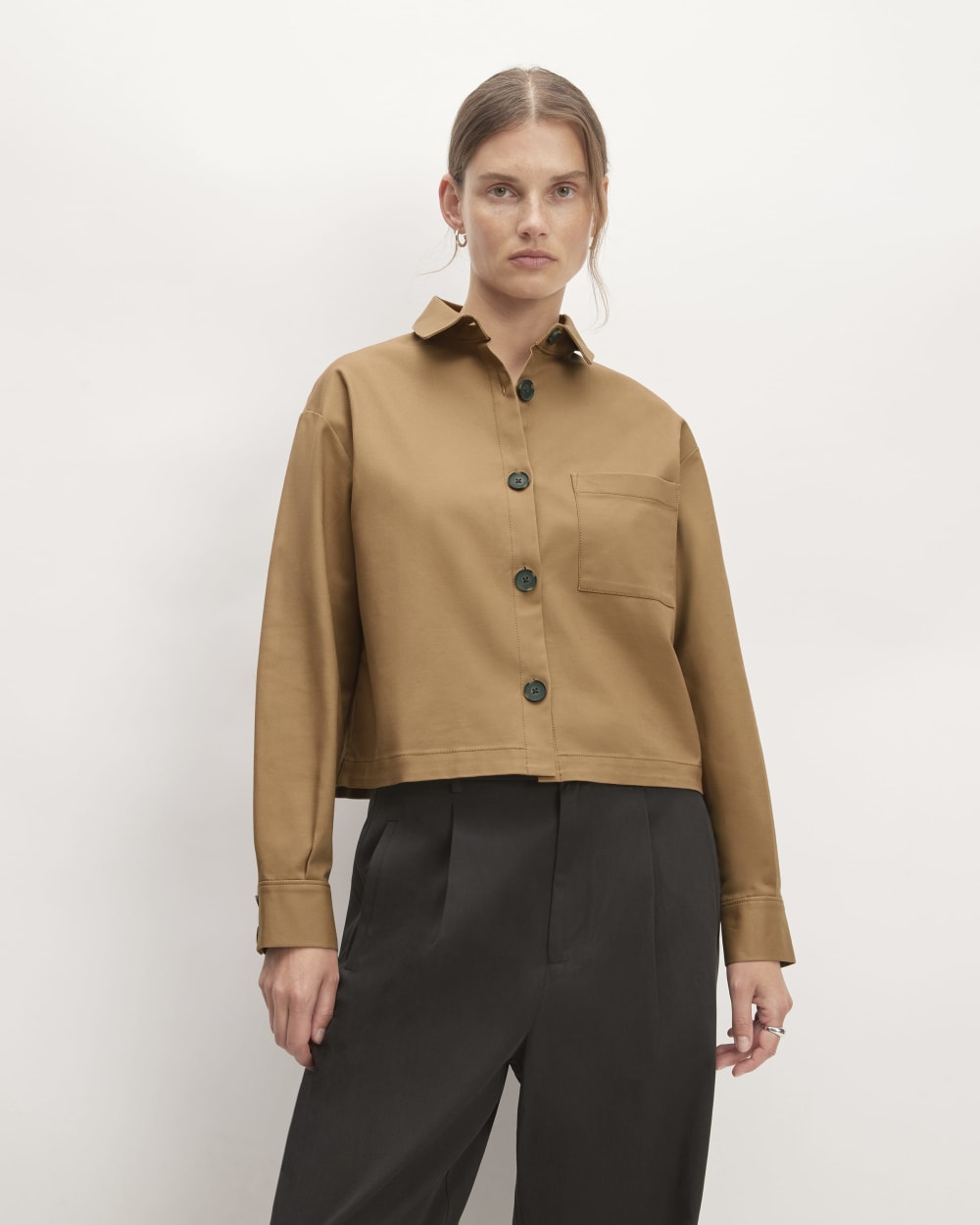 The Structured Cotton Cropped Shirt | Toasted Coconut