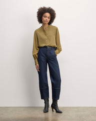 The Henley Shirt in Washable Silk | Fennel Seed