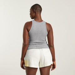 The Pima Micro-Rib U-neck Tank |  Heathered Grey