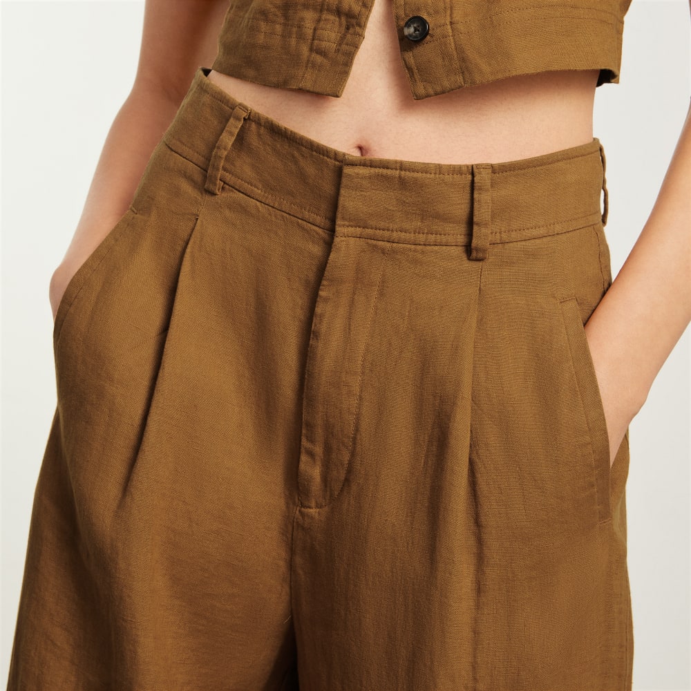 The Linen Way-High® Drape Pant  | Tawny Brown