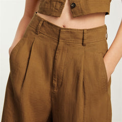 The Linen Way-High® Drape Pant  | Tawny Brown