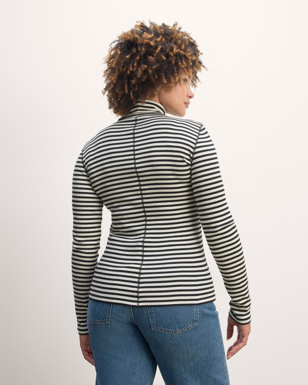 The Luxe Rib Turtleneck | Bone / Black