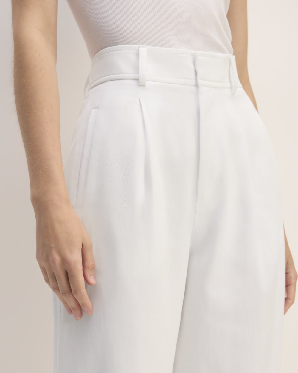 The Draper Pleated Pant in Buttersmooth | White | 32" Inseam