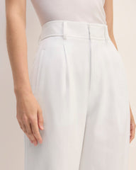 The Draper Pleated Pant in Buttersmooth | White | 32" Inseam