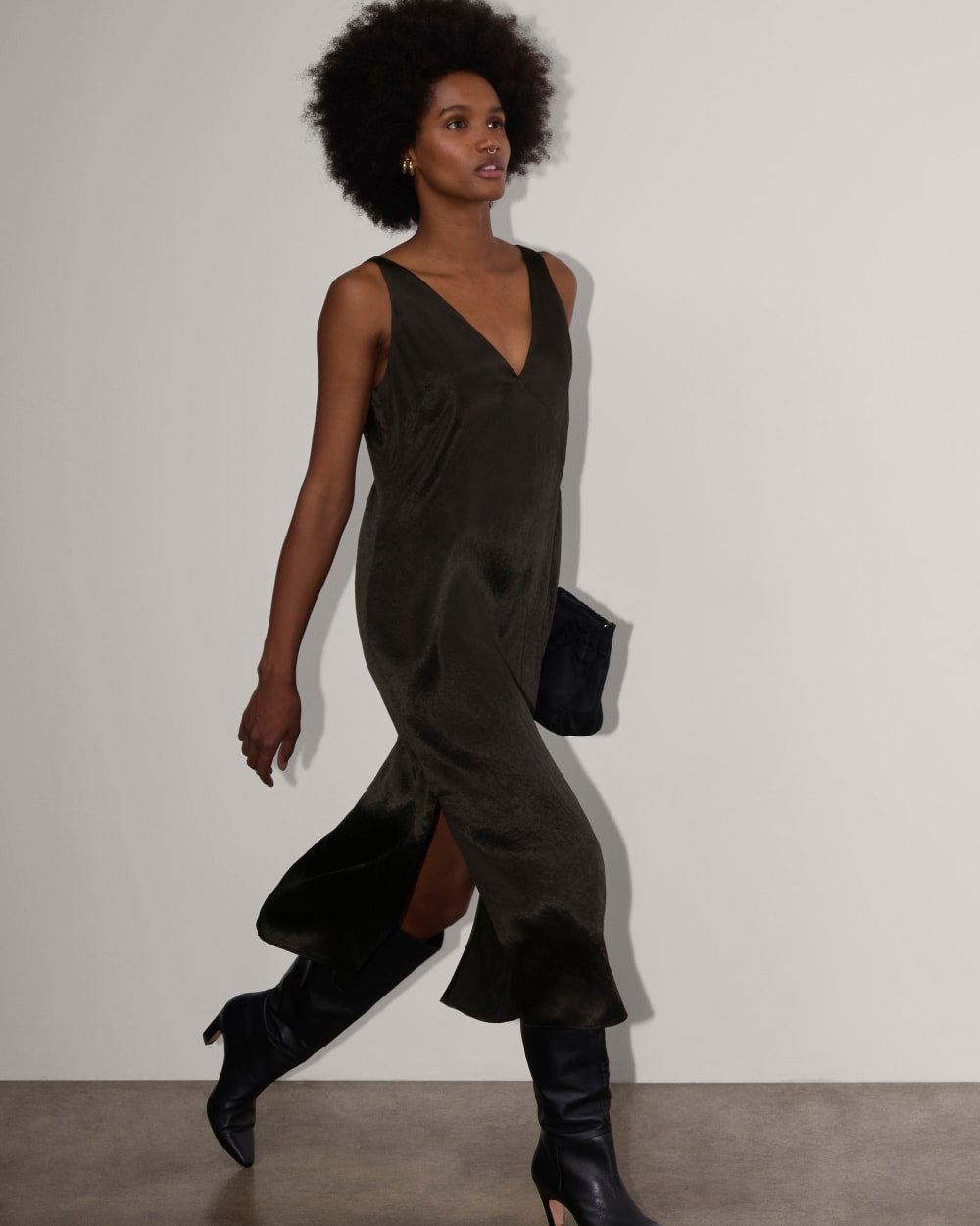The Satin Slip Dress | Black