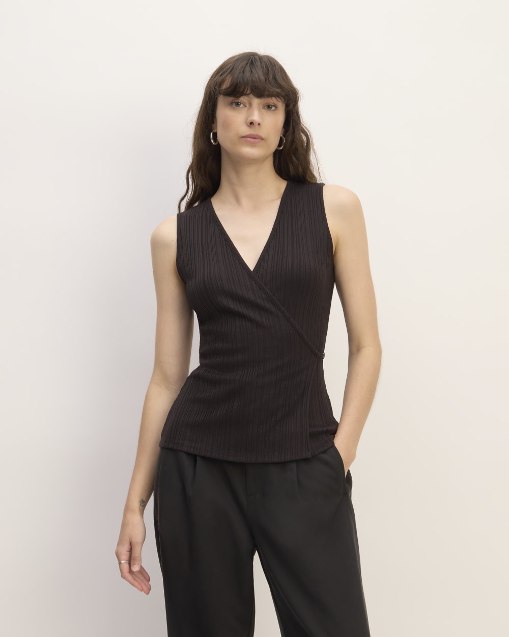 The Rib Wrap Top | Black