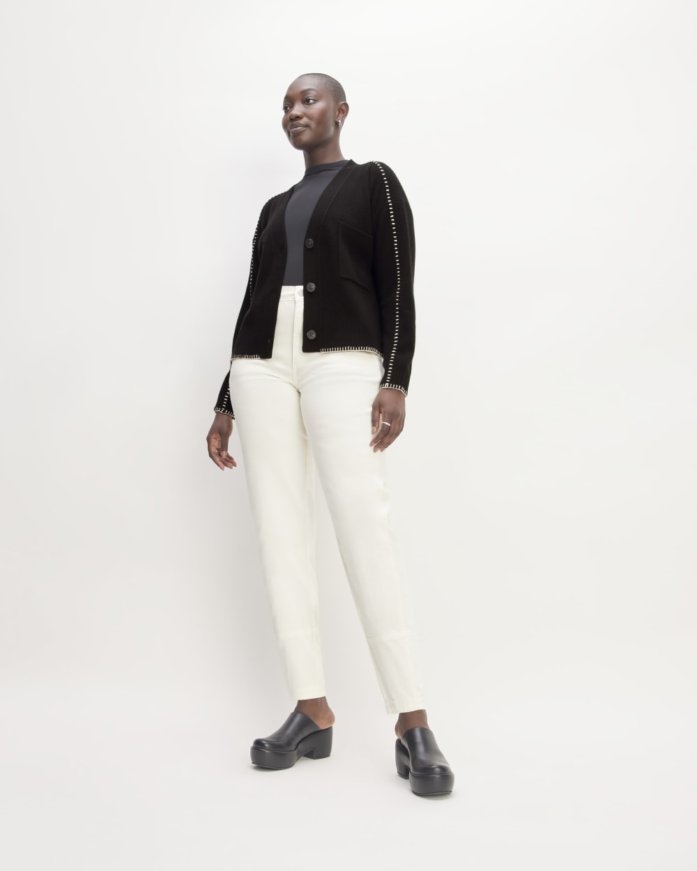 The Good Merino Wool Cardigan | Black / Buttermilk