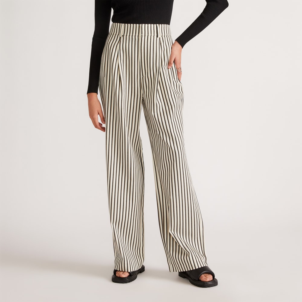 The Draper Pleated Pant in Buttersmooth | Ombre Stripe | 32" Inseam